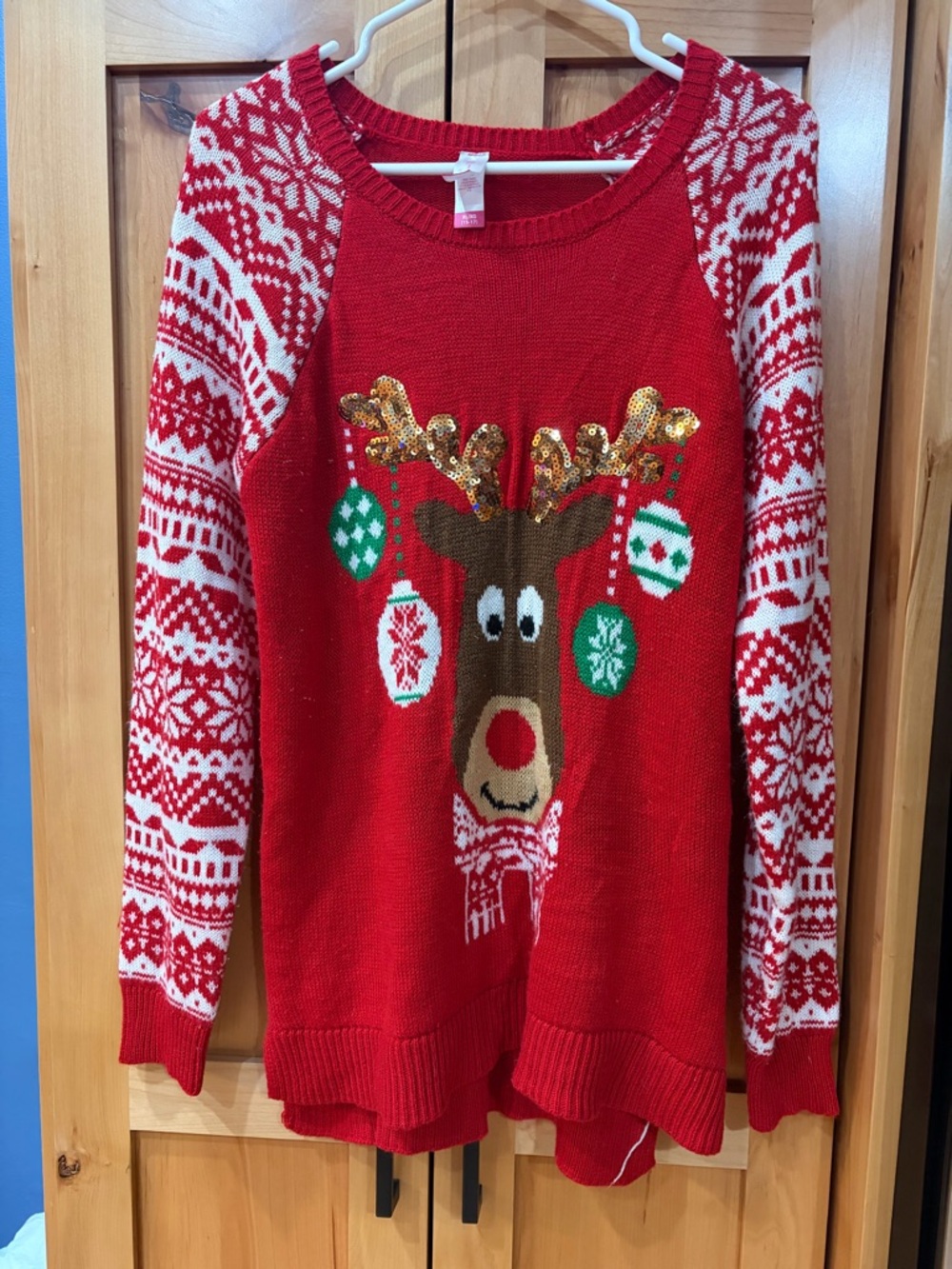 No boundaries red Christmas Reindeer Knit Sweater women’s small